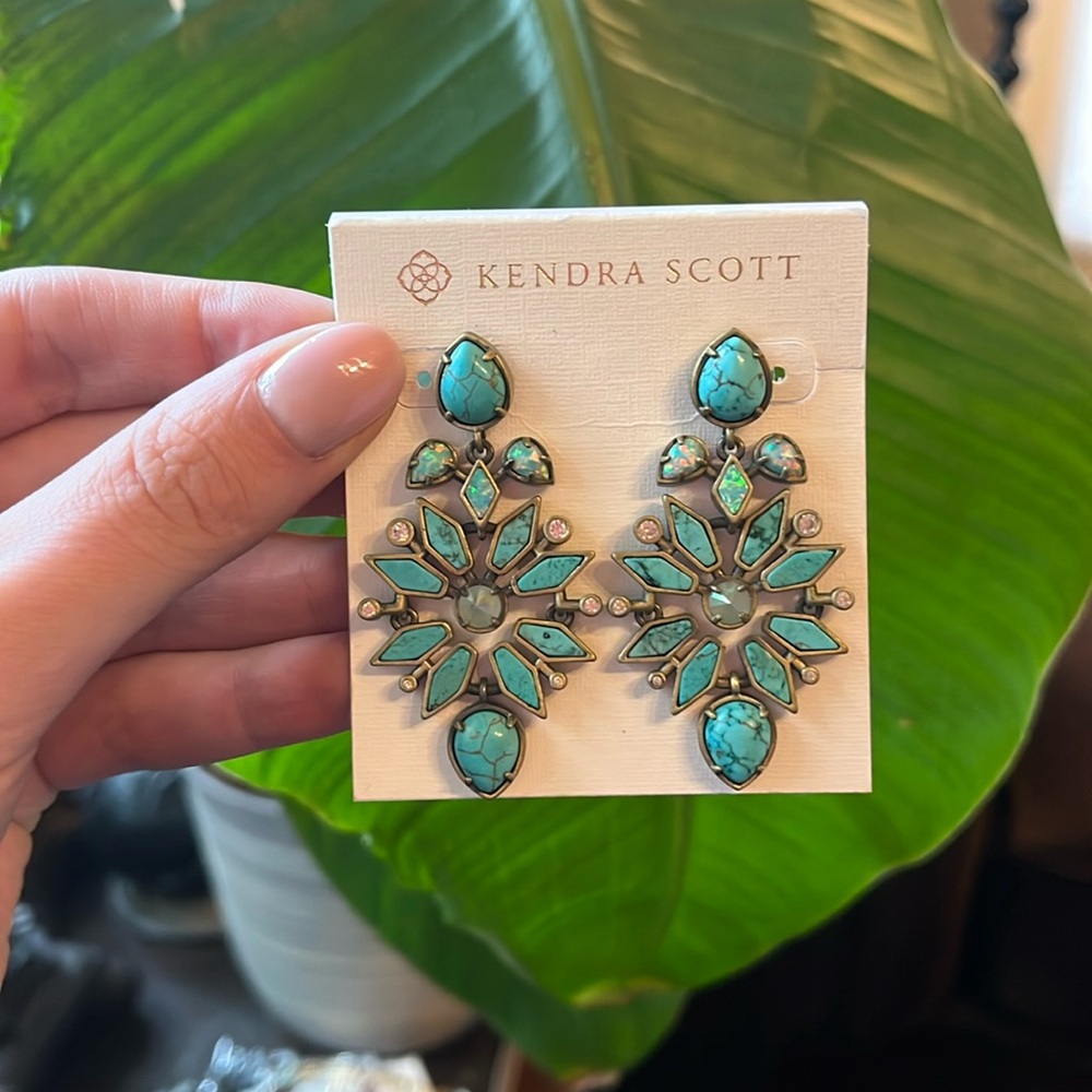 Kendra Scott blue opal and turquoise earrings